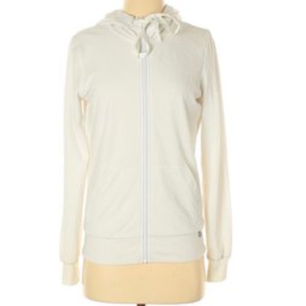 Lorna Jane white waffle textured hoodie Jacket
